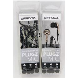 2 PAIRS OF IFROGZ PLUGZ EAR POLLUTION EARPHONES