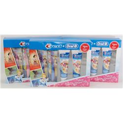 LOT OF THREE CREST + ORAL B KIDS TOOTH CARE SETS