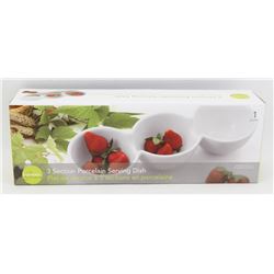 NEW 3 SECTION PORCELAIN SERVING DISH