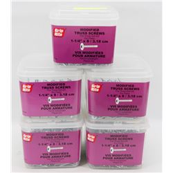 5 TUBS OF GRIP RITE MODIFIED TRUSS SCREWS