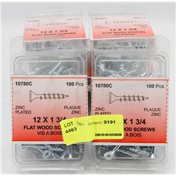 6 PACKS OF FLAT WOOD SCREWS 12 X 1-3/4"