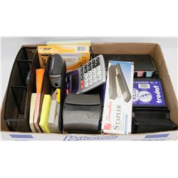 OFFICE SUPPLY LOT: INCLUDES STAPLER, HOLE PUNCH,