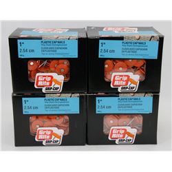 4 CASES OF 1" PLASTIC CAP NAILS