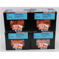 4 CASES OF 1" PLASTIC CAP NAILS