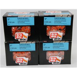 4 CASES OF 1" PLASTIC CAP NAILS