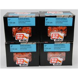 4 CASES OF 1" PLASTIC CAP NAILS