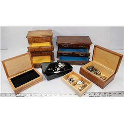 LARGE FLAT OF VINTAGE JEWELRY BOXES - SOME WITH