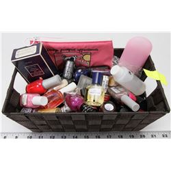 BROWN BASKET FULL OF NAIL PRODUCTS INCL.