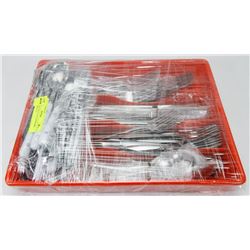 RED TRAY W/SET OF FLATWARE INCLUDES SET
