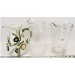 BOX OF JUICE PITCHERS.