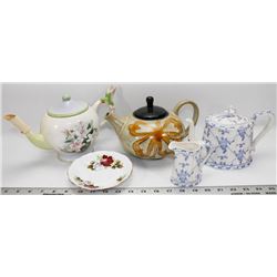 BOX OF ESTATE TEAPOTS AND MORE