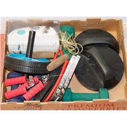 FLAT OF ASSORTED EXERCISE EQUIPMENT INCLUDES