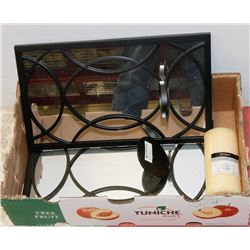 PAIR OF METAL MIRRORED WALL HANGING PILLAR CANDLE