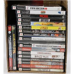 BOX W/ 20 PS2 GAMES PAC MAN, CRASH SOPRANOS