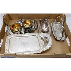 FLAT OF E.P. ON COPPER SERVING DISHES