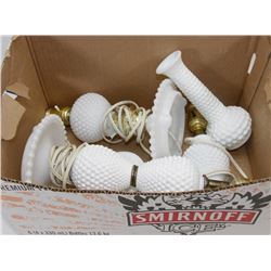 ESTATE BOX OF MILKGLASS LAMPS & MORE