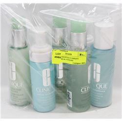 BAG OF ASSORTED CLINIQUE CLEANSERS & LOTIONS