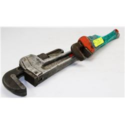 RIDGID 24” ALUMINUM PIPE WRENCH AND 14” PIPE