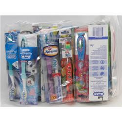 LARGE BAG OF ASSORTED TOOTHBRUSHES, MAY INCL