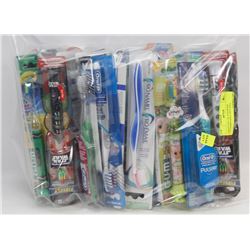 LARGE BAG OF ASSORTED TOOTHBRUSHES, MAY INCL
