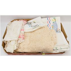 FLAT OF TABLECLOTHS, AND KNITTED ITEMS