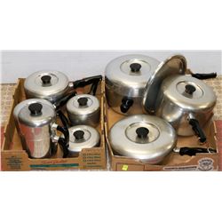 TWO FLATS OF WEAREVER COOKWARE