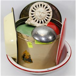 VINTAGE WASH RUB, FLOUR & TEA CANISTERS, METAL