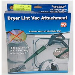 NEW DRYER LINT VAC ATTACHMENT, FITS ANY VACUUM