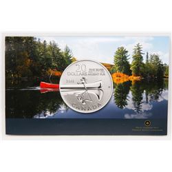 2011 CANADIAN FINE SILVER 20 DOLLAR CANOEING COIN