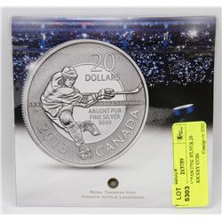 2013 CANADIAN FINE SILVER 20 DOLLAR HOCKEY COIN