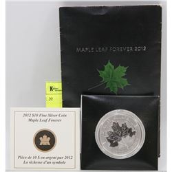 2012 CANADIAN FINE SILVER 10 DOLLAR MAPLE LEAF