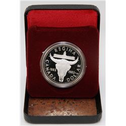 1982 CANADIAN PROOF SILVER DOLLAR IN DISPLAY