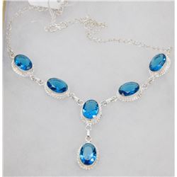 #75-BLUE TOPAZ GEMSTONE NECKLACE