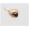 Image 1 : SIZE 8 GOLD PLATED PURPLE STONE RING