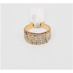 SIZE 6 WIDE BAND  CZ GOLD PLATED RING