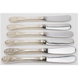 6 STAMPED STERLING HANDLED KNIVES