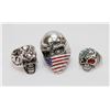 Image 1 : LOT OF 3 MENS SKULL BIKER RINGS
