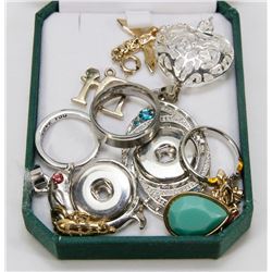 LOT OF 8  PENDANTS AND 3 LOVE MOM RINGS