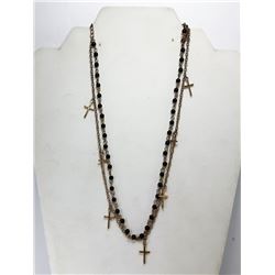 10 - GOLD TONE & BLACK BEAD NECKLACE