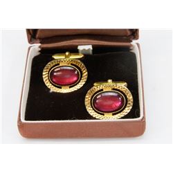 ESTATE VINTAGE MEN'S CUFF LINKS W/ COLOURFUL STONE