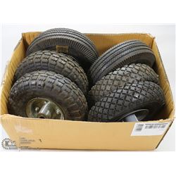 LOT OF 6 WHEELBARREL / HAND TRUCK WHEELS, ALL 10"