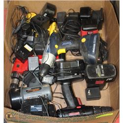 LARGE BOX FULL OF VARIOUS POWER TOOLS,