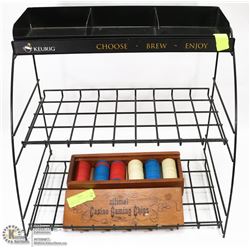 METAL COFFEE RACK WITH GAMING CHIPS