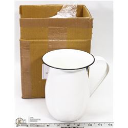 NEW WHITE ENAMELED PITCHER ( HOME )