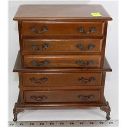 VINTAGE  MUSICAL JEWELLERY CHEST WITH CLAWFEET