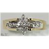 Image 1 : 5) 14K YELLOW GOLD DIAMOND FLORAL STYLE RING