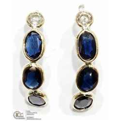 6) 14K YELLOW GOLD SAPPHIRE & DIAMOND EARRINGS