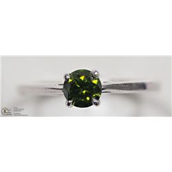 10) 10K WHITE GOLD GREEN DIAMOND SOLITAIRE RING