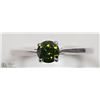 Image 1 : 10) 10K WHITE GOLD GREEN DIAMOND SOLITAIRE RING