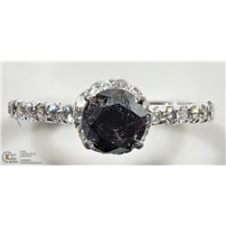 15) 14K WHITE GOLD BLACK & WHITE HALO RING